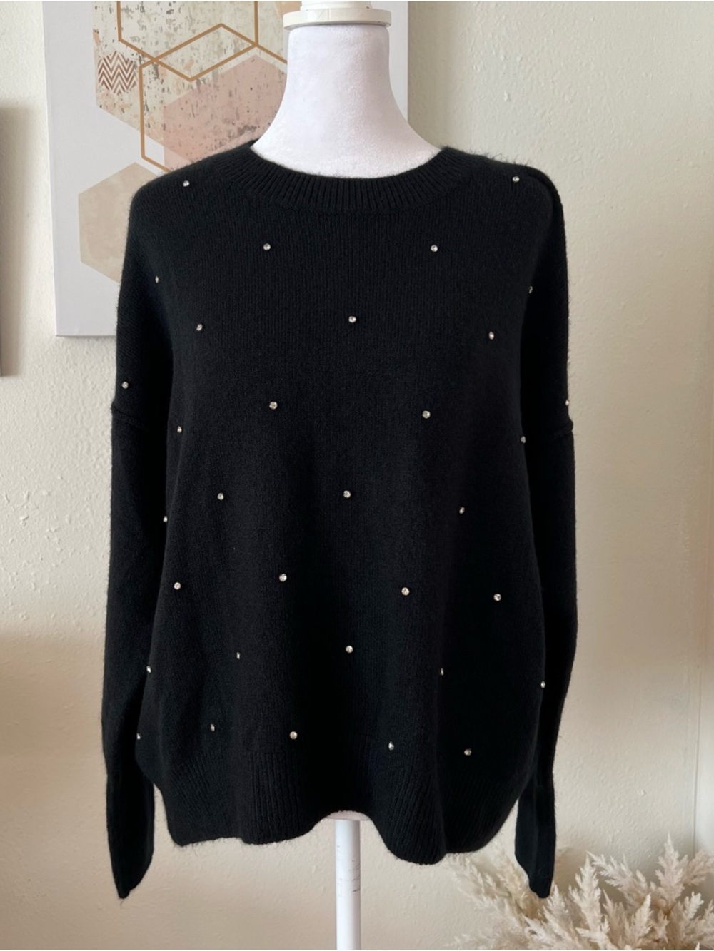CeCe Women's rhinestone Crew Neck Sweater